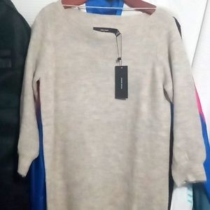 Vera Moda-Boatneck Dress, size-M, Birchwood Melange/Tan